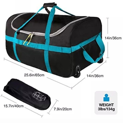 85l फ़ोल्ड करने योग्य रोलिंग ट्रेवल लगेज ट्रॉली डफ़ल बैग पहियों के साथ बड़ी क्षमता