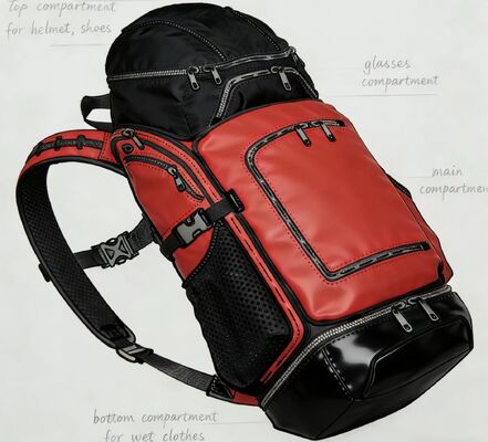 जिम और यात्रा के लिए पानी प्रतिरोधी पॉलिएस्टर और परावर्तक पट्टियों के साथ मेष बैक पैनल आउटडोर स्पोर्ट्स बैग