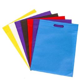 रंगीन गैर बुना पुन: प्रयोज्य बैग पर्यावरण के अनुकूल गैर बुना डी कट कैरी बैग संभाला